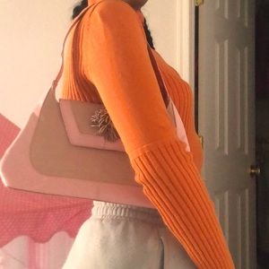 Y2K genuine leather pink shoulder bag.